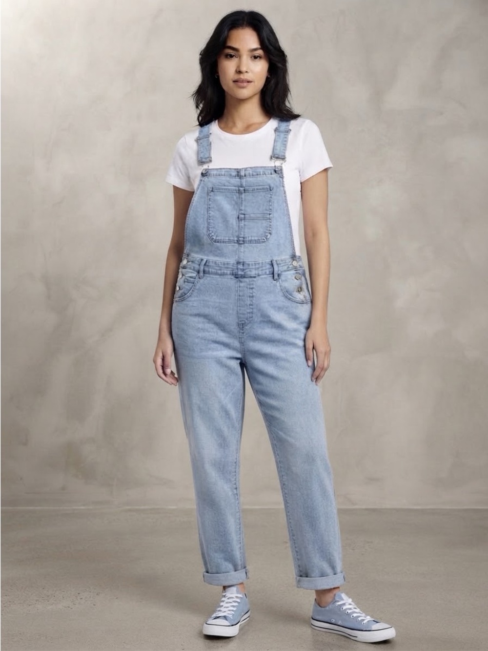 KENSIE Light Wash Denim Overalls
